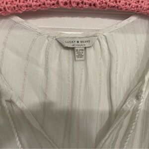 Lucky Brand White Blouse gold & silver threads